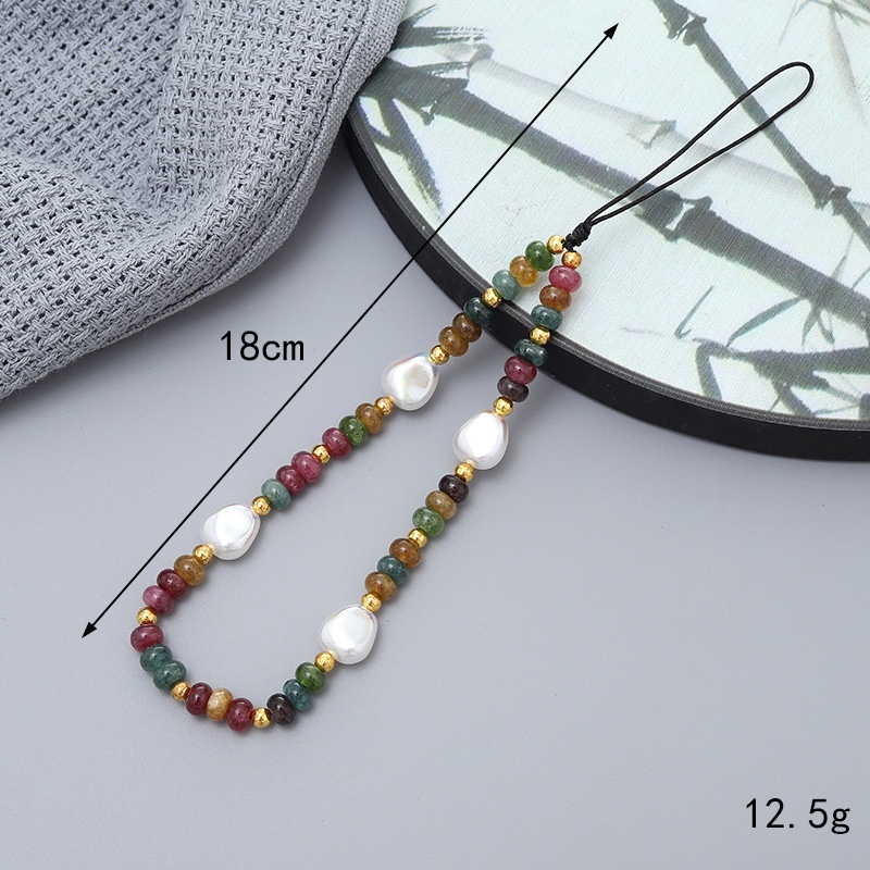 Tiktok The same new Chinese style natural stone beaded chain creative versatile ccd camera pendant mobile phone lanyard
