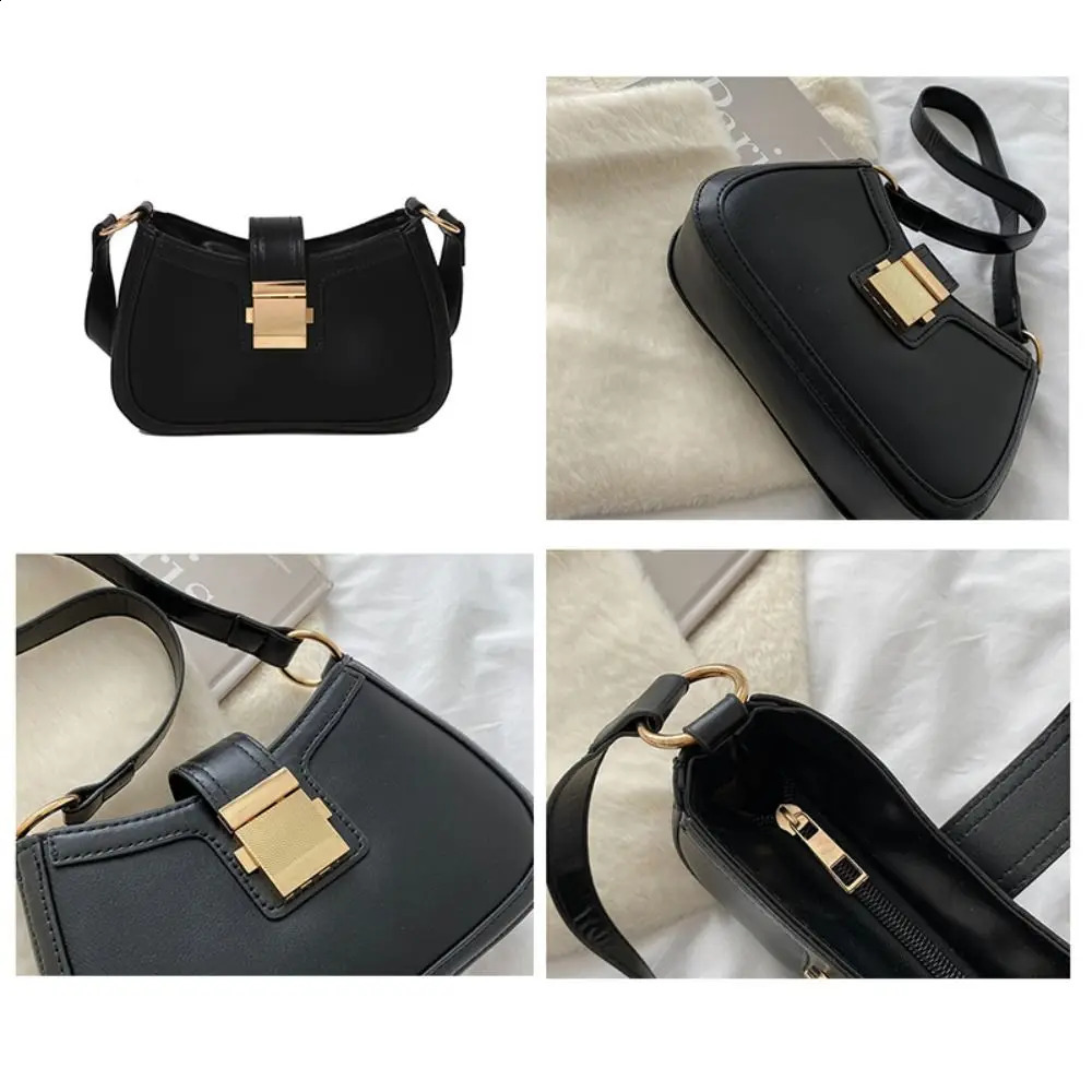 Womens Fashion Retro Underwear Bag Solid Color PU Leather Shoulder Bag Fashion Simple Handbag Womens Wallet 240904