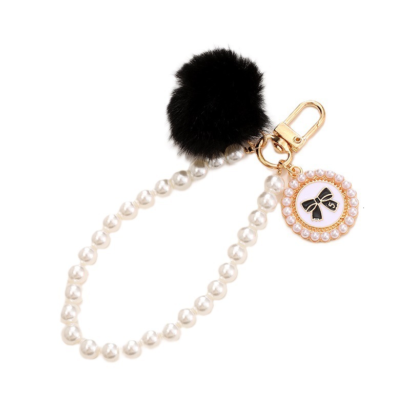 Xiaoxiangfeng Keychain Plush Ball Bag Pendant DIY Glass Bead Phone Case Hanging Pearl Chain