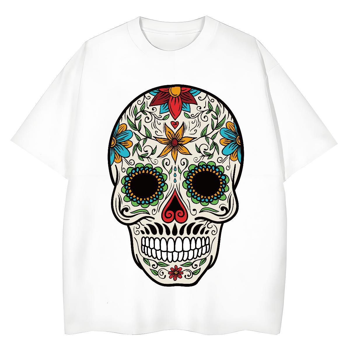 Fashion Casual T-Shirts for Women 230g Pure Cotton O Neck Short Sleeves Outdoor skull Women Tees Brand Graphic Clothes Shirt