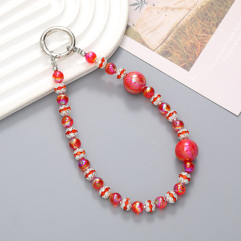 New Light Luxury Solid Color AB Bead Pendant DIY Phone Case Pendant High Grade Hanging Rope Wrist Strap