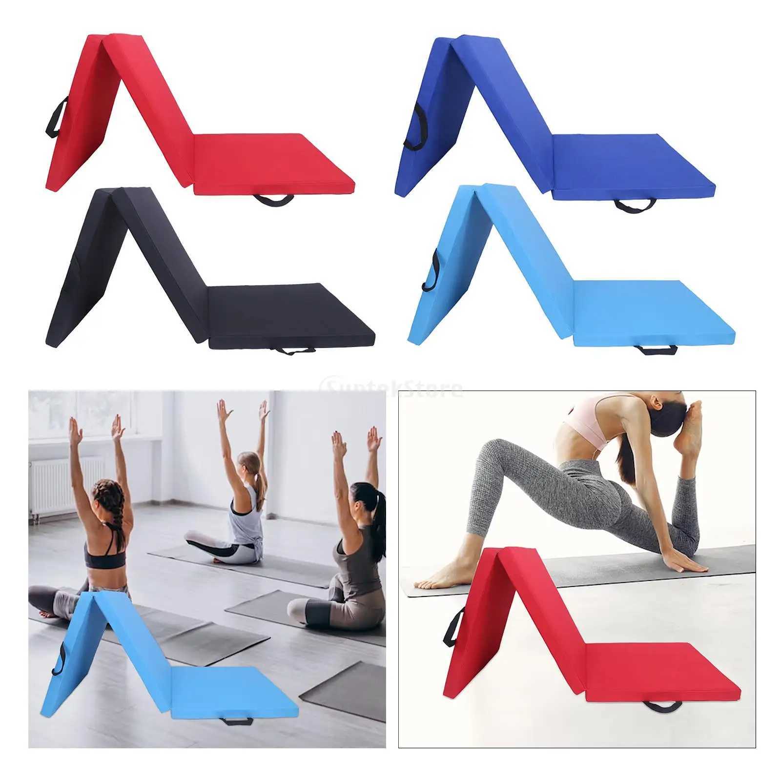 Three fold sports mat neutral style thick carrying handle folding yoga mat balanced stretching fitness gymnastics exercise W240906
