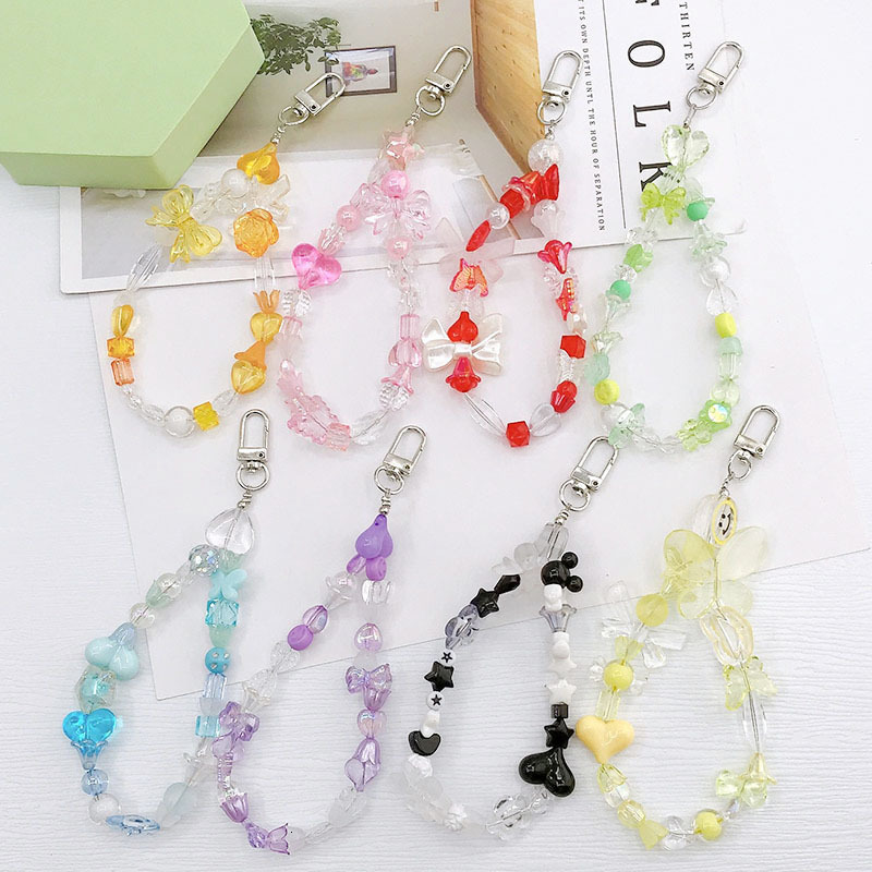Yilian's new acrylic mixed color pendant DIY phone case handmade bead earphone bag hanging accessories for women