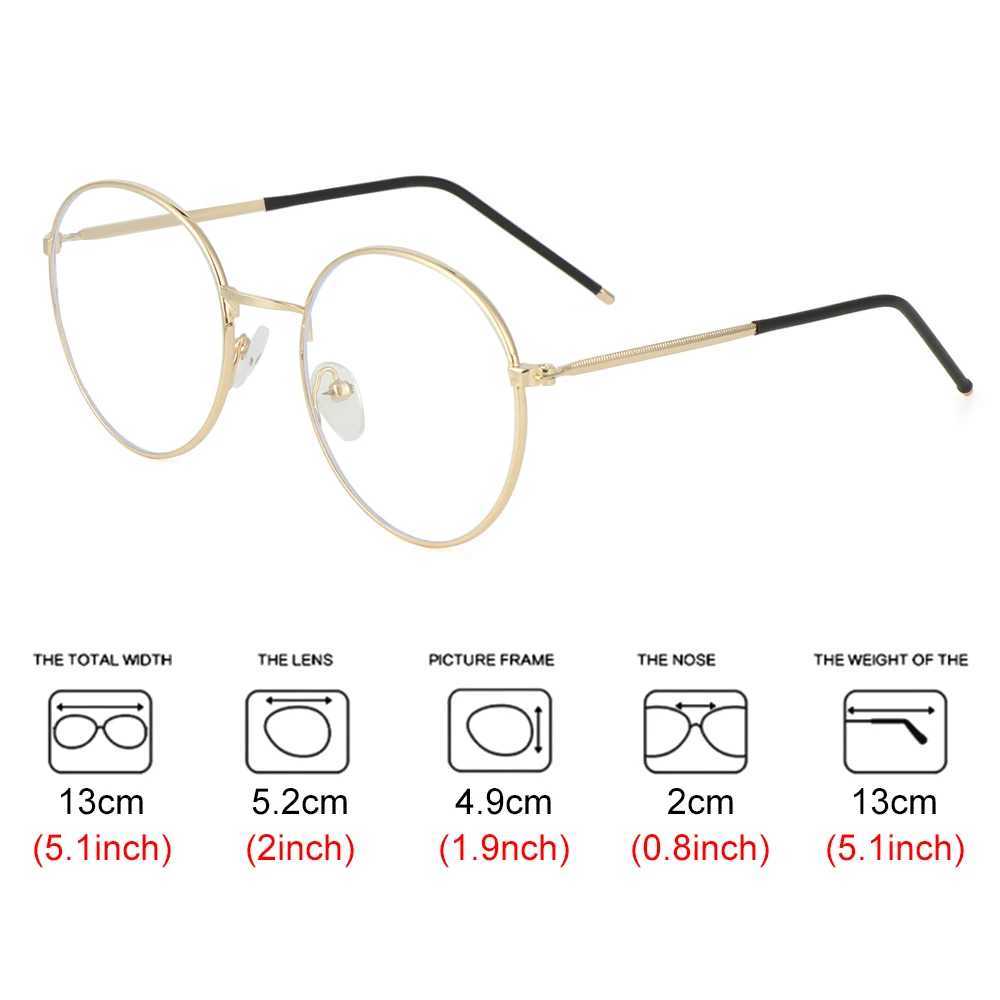Fashion anti blue light glasses womens round glasses computer glasses ultra light metal frame glasses optical glasses W240906