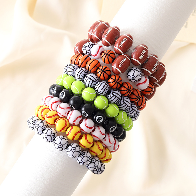 Acrylic Ball Bead Creative Versatile Basketball Football Fan Support Bracelet