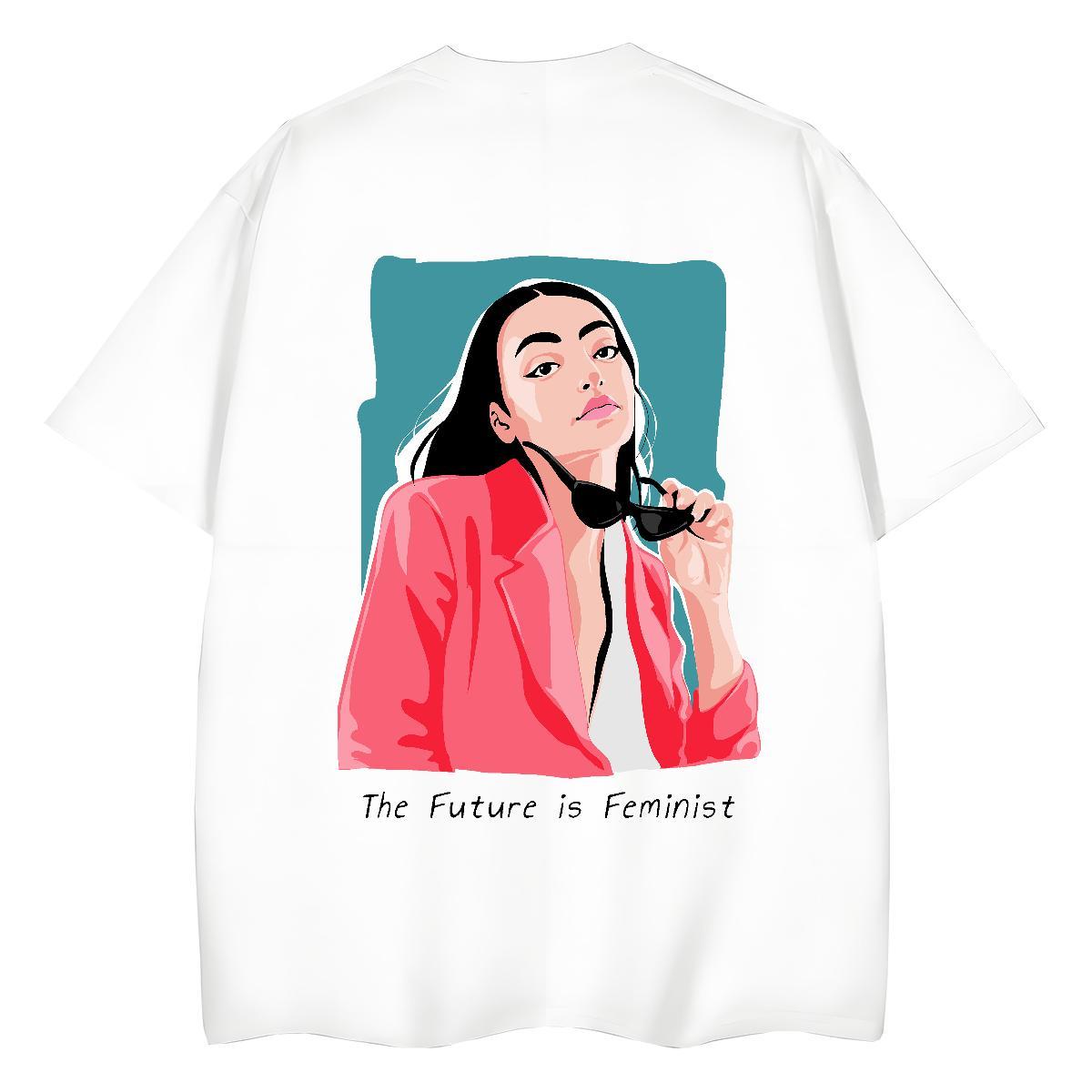 2024 DIY T Shirt For Woman 230g Pure Cotton Crew Neck Breathable Street portrait Woman Tshirt Comfortable Black Oversized Tees Shirts