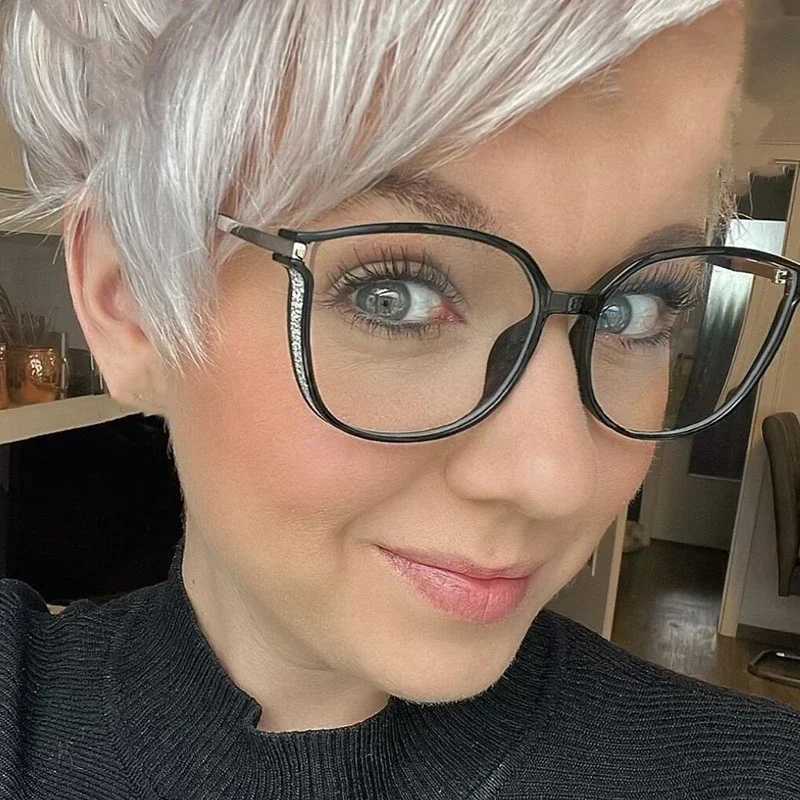 Presbyopia glasses luxury womens oversized frame anti blue light finished glasses prescription reading glasses refractive power up to+4.0 W240907