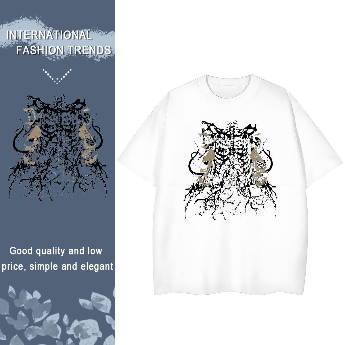 New Arrival T-Shirts for Women 230g 100% Cotton Breathable Crew Neck Hip Hop skull Unisex Tshirts Wholesale Custom Printing Tees Shirts