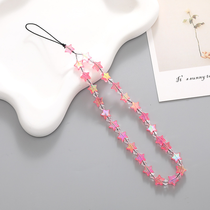 Mermaid Lady Five pointed Star Beaded Chain Case Hanging Pendant fall and Anti loss Phone Rope Female