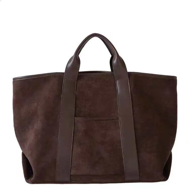 Korean style womens handbag large capacity womens commuting bag retro suede shopping street handbag fashionable bag 240903