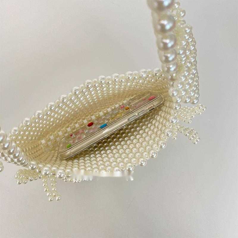 CMM Pearl Butterfly Underarm Bag, Mobile Phone Bag, Fashionable and Dynamic Fairy Photography Versatile, Hand Woven Beads 240915
