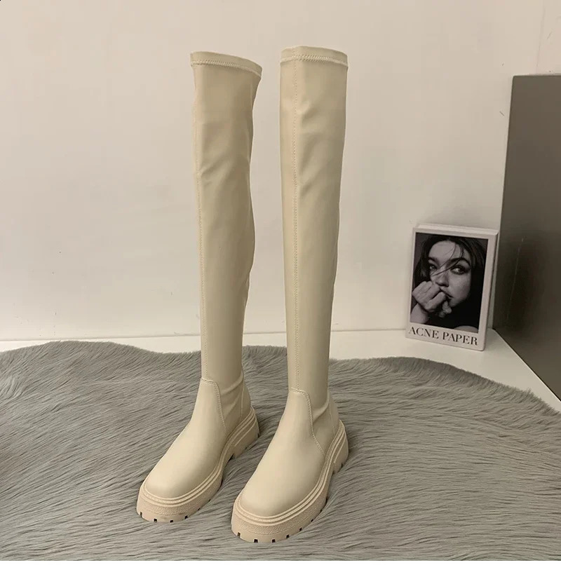 Womens Winter Boots Fashion Slip on Square Heel over the Knee High Boots Womens Winter Boots Elegant Modern Boots 240904