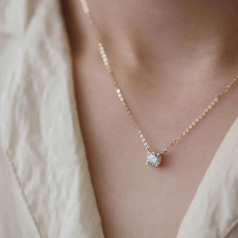 925 sterling silver French simple crystal pendant Kravik chain necklace womens party gold-plated 14k gold jewelry 240906