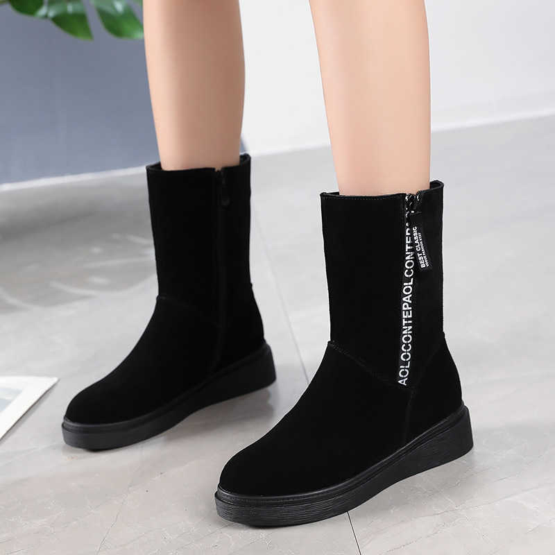 CMM Leather Frosted Leather Thick Soled Boots Womens Winter Plush Thickened Snow Shoes Womens Short Boots Cotton Shoes Womens Autumn