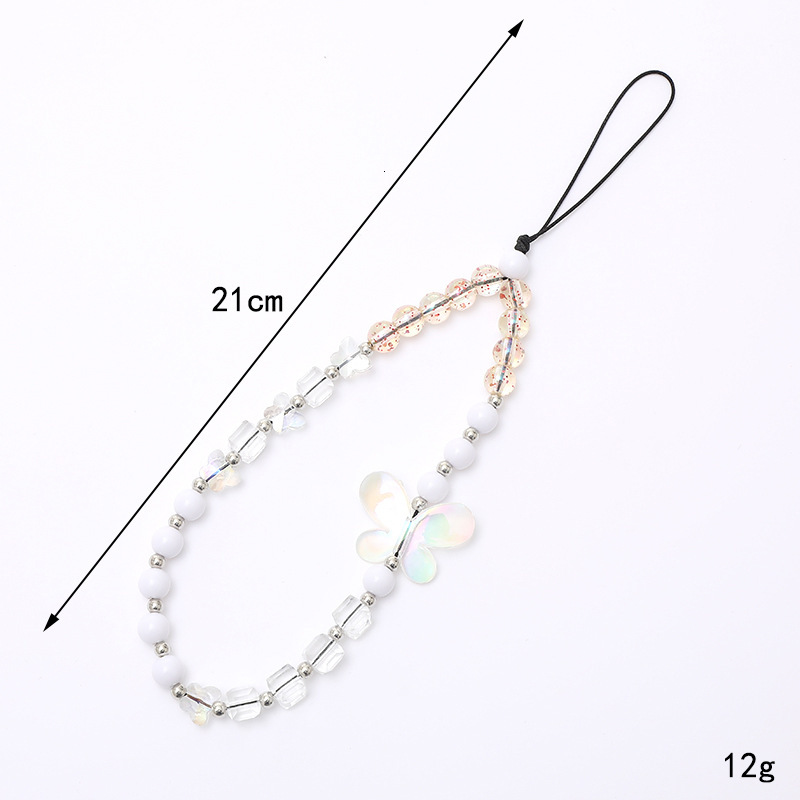 Yilian's new butterfly bow mobile chain, colorful bead phone case, rope, short and cute hanging chain bag decoration for women