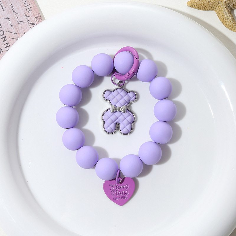Yi Lian's New Rubber Bead Bracelet, Phone Case, Jewelry, Candy Color Bear Pendant, Anti Drop Wrist Strap for Women