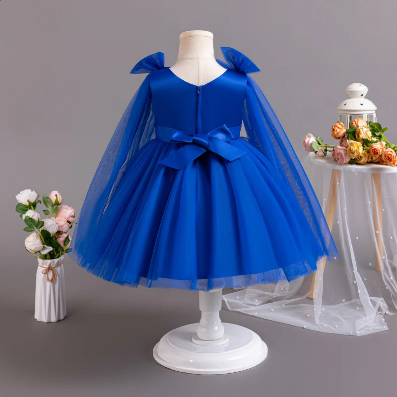 Cute little girl dress pearl net childrens dress princess dress 1-5 years old elegant floral day and evening dress 19105 240902