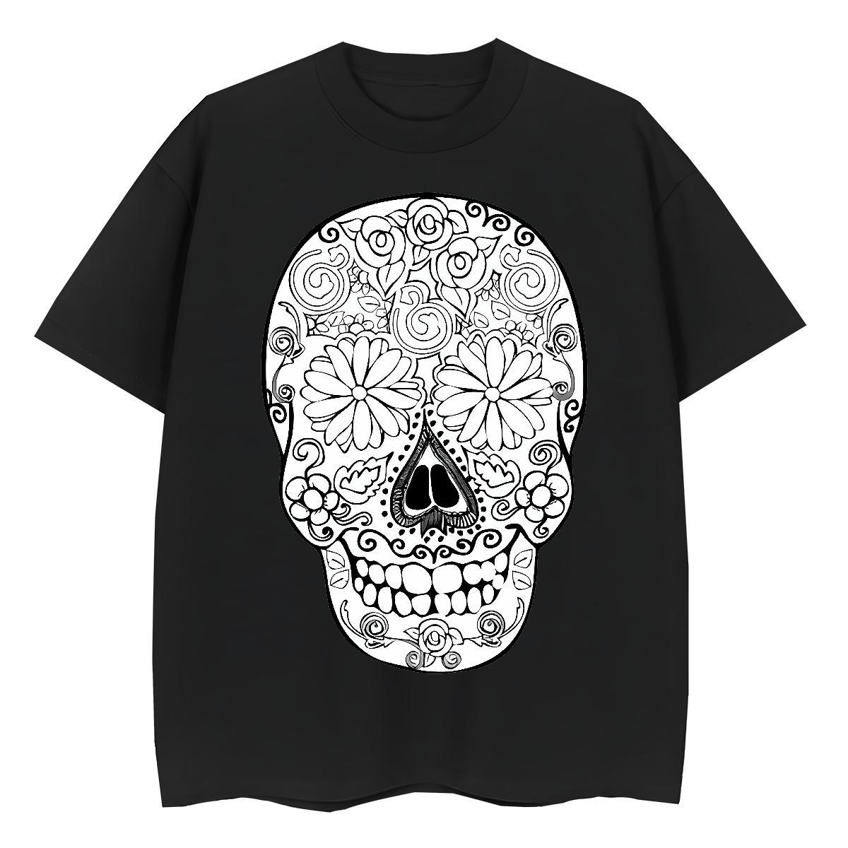 Stylist T Shirt For Woman 100% Cotton 230g Short sleeve Soft Street Wear skull Tshirt for Man Woman Female Customized Polos
