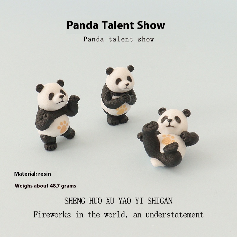 Cartoon Creative Ins Mini Cute Talent Performance Panda Micro Landscape Creation DIY Home Decoration Car Ornament