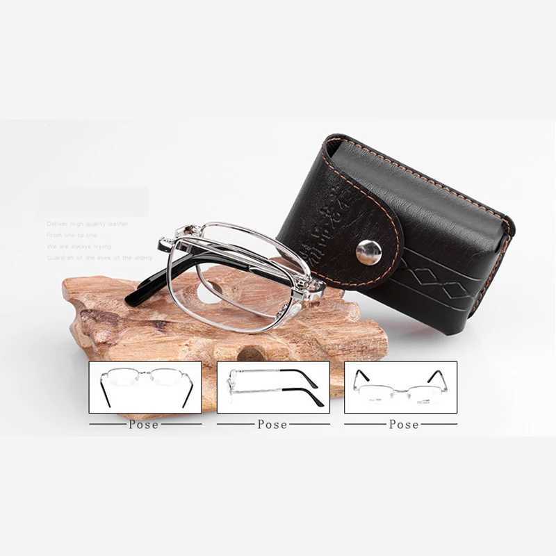 Portable metal folding reading glasses Ultralight mens business elder glasses glasses with random shell+0.5 to+4.0 W240907
