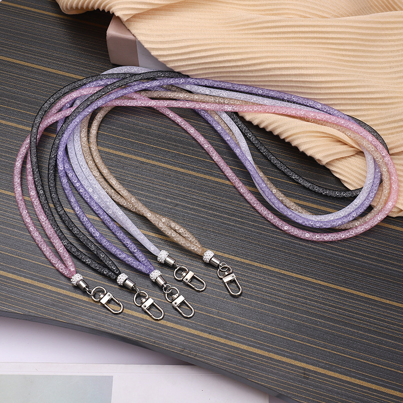 Yilian phone case long mesh rope, diagonally slung crystal chain, loss and anti drop hanging decoration, pendant chain for women