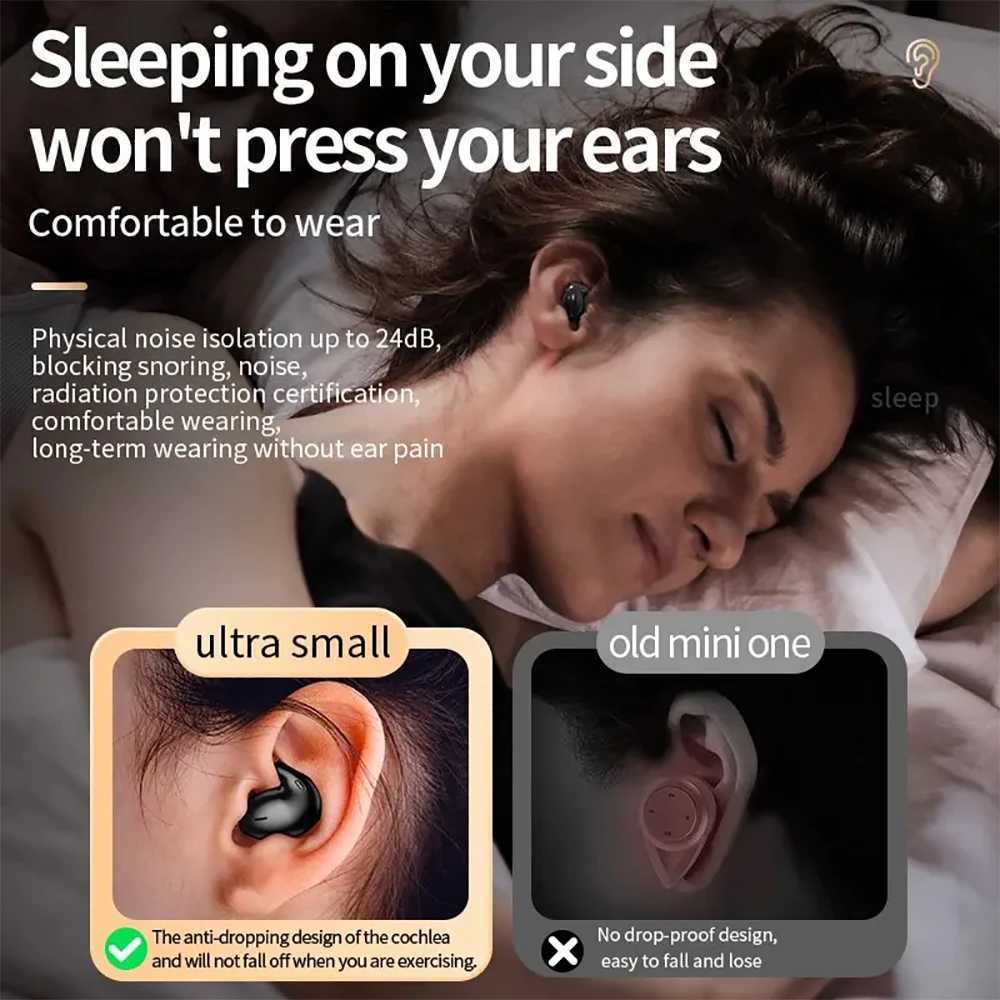 Invisible Sleep Earphone TWS Wireless BT 5.3 Headphones Mini HiFi Noise Reduction Earbuds IPX5 Waterproof Sports Headset M240907