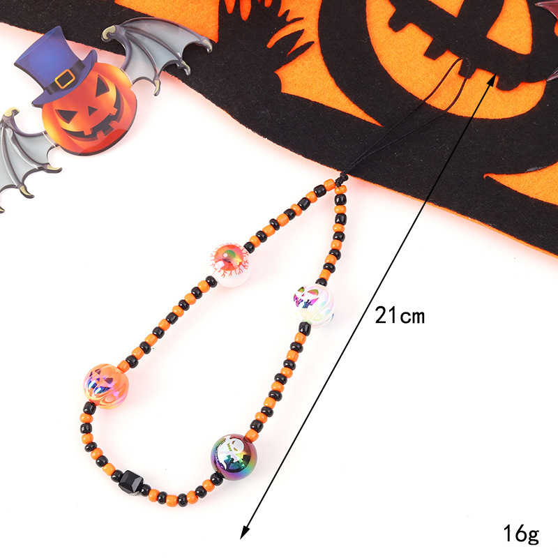 Halloween New Product Skull Pumpkin Ghost Head Bead Chain CCD Camera Accessories Phone Hanging Rope Female