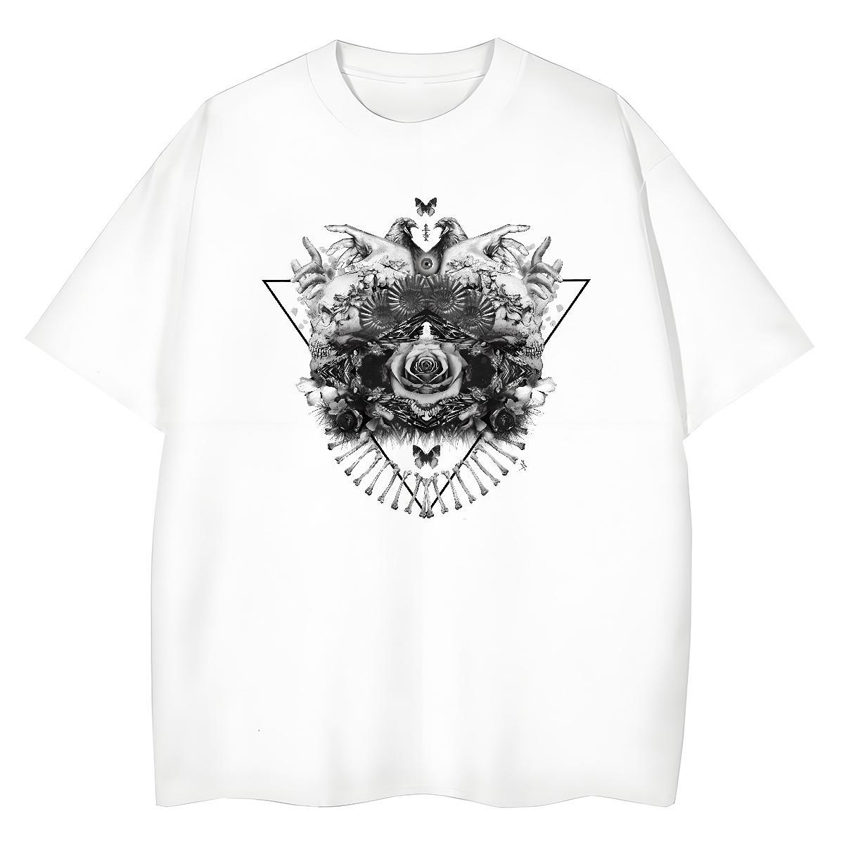 TOP Quality T-Shirts 100% Cotton 230g Round Neck Short Sleeve Home Outdoor eye of the devil Unisex Tshirts Lady Graphic Tee Shirt