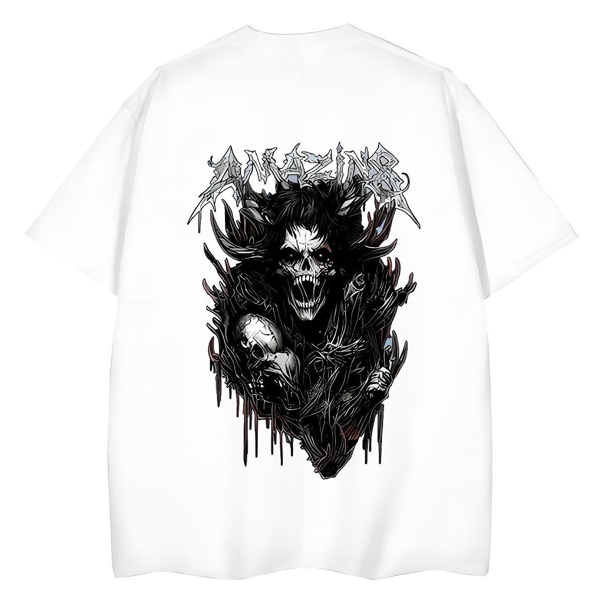 2024 T-Shirts for Women 230g Cotton Breathable Crew Neck Home Outdoor skull Unisex Tshirts 5A Floral Print Tops