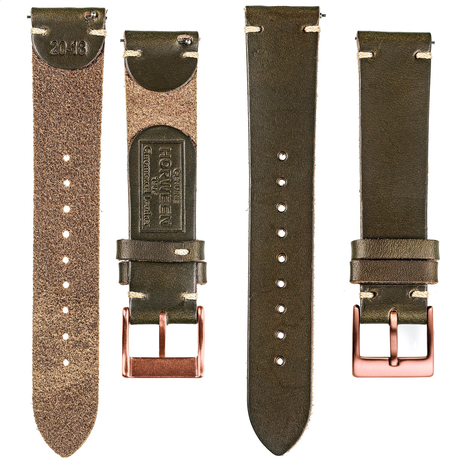 100% Genuine Leather Watch Bands With Quick Release Horween Horse Vintage Leather Watch Strap For Men 22mm18mm19mm20mm 240906