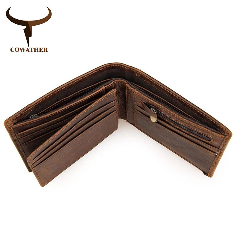 COWATHER 100% top quality cow genuine leather men wallets fashion splice purse price carteira mascua original 240904