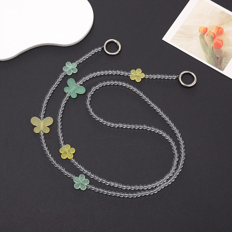 Yilian new beaded acrylic love bear crossbody shoulder strap chain mobile phone hanging rope for women