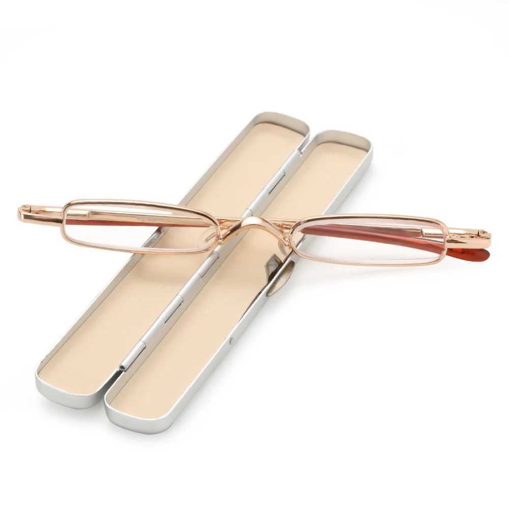 Neutral mini portable metal frame reading glasses with metal shell hot thin glasses visual care reader specifications+1.0 to 4.0 W240906