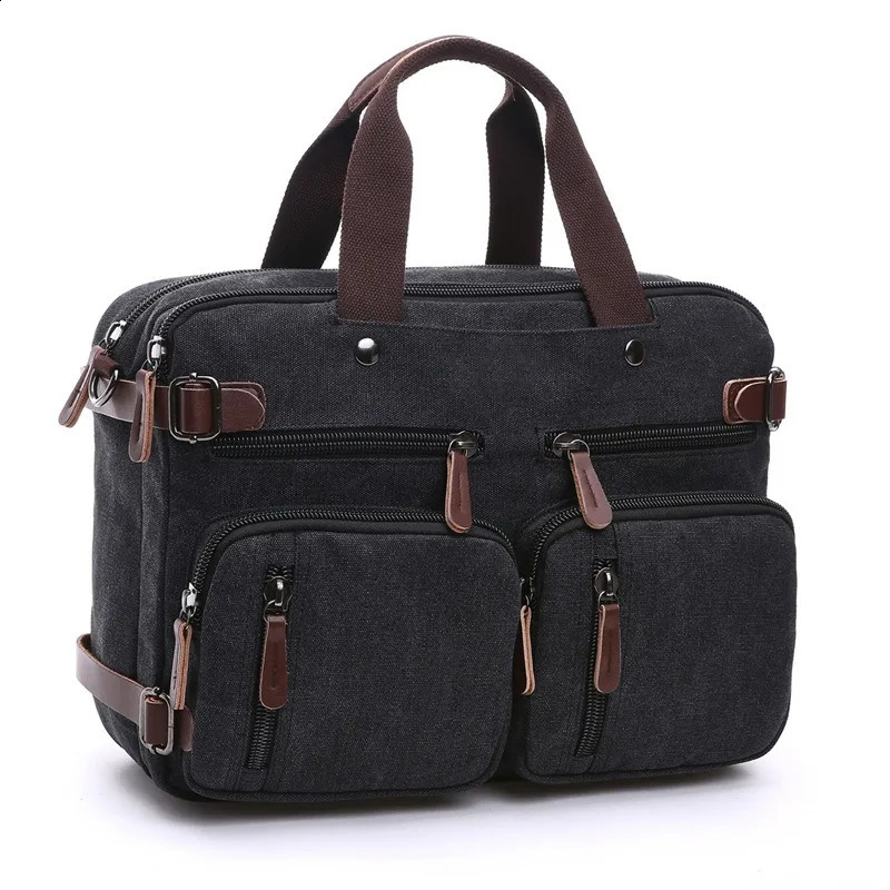 Laptop shoulder bag business briefcase travel backpack travel casual canvas large capacity multifunctional bag 240903