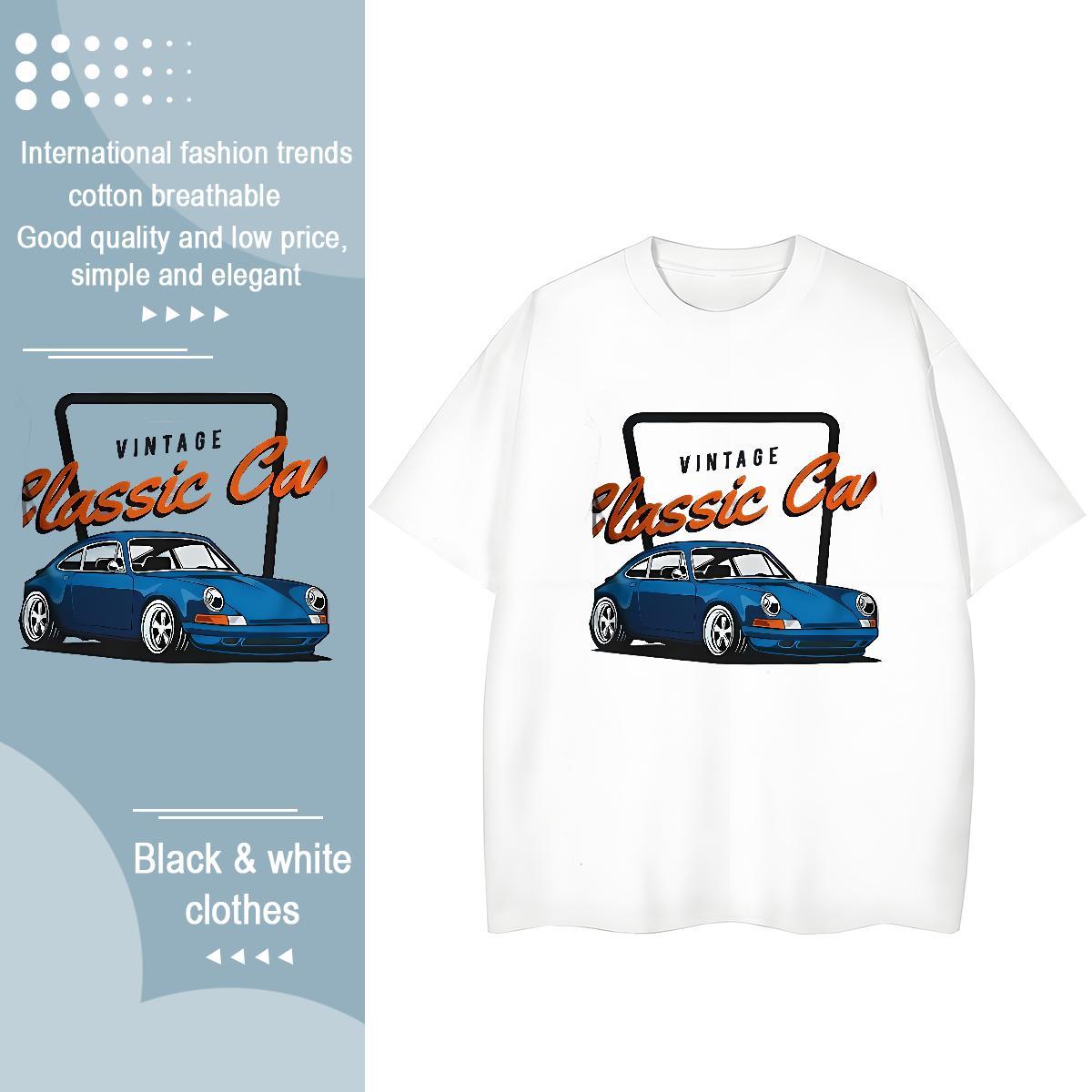 Custom Womens T Shirts 230g Cotton Short Sleeve O-Neck Beach car Tshirt for Man Woman Brand DIY Printed Clothings