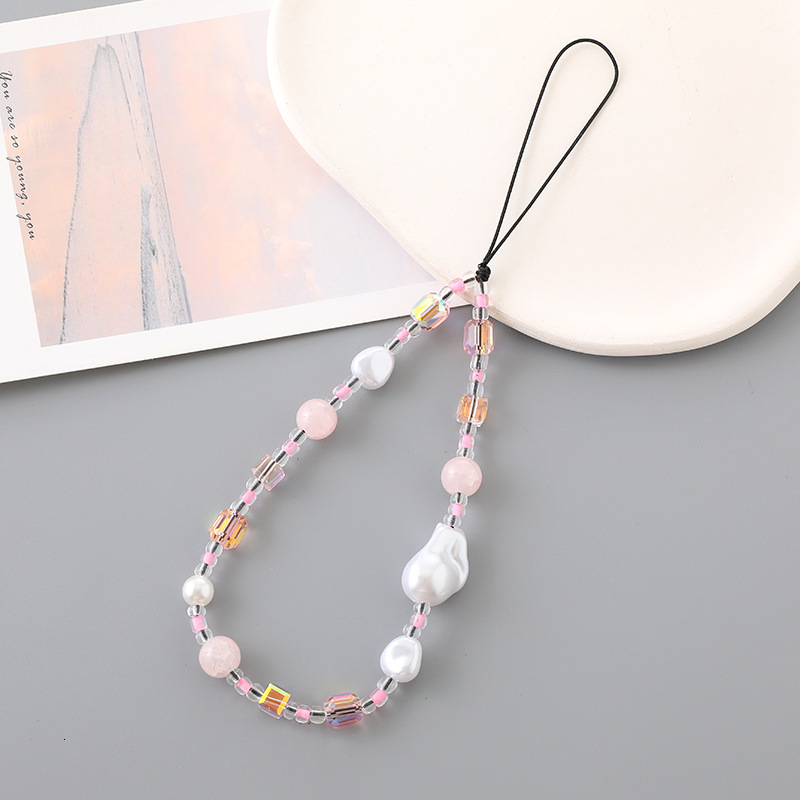 New mixed bead irregular pearl chain hanging pendant mobile phone lanyard