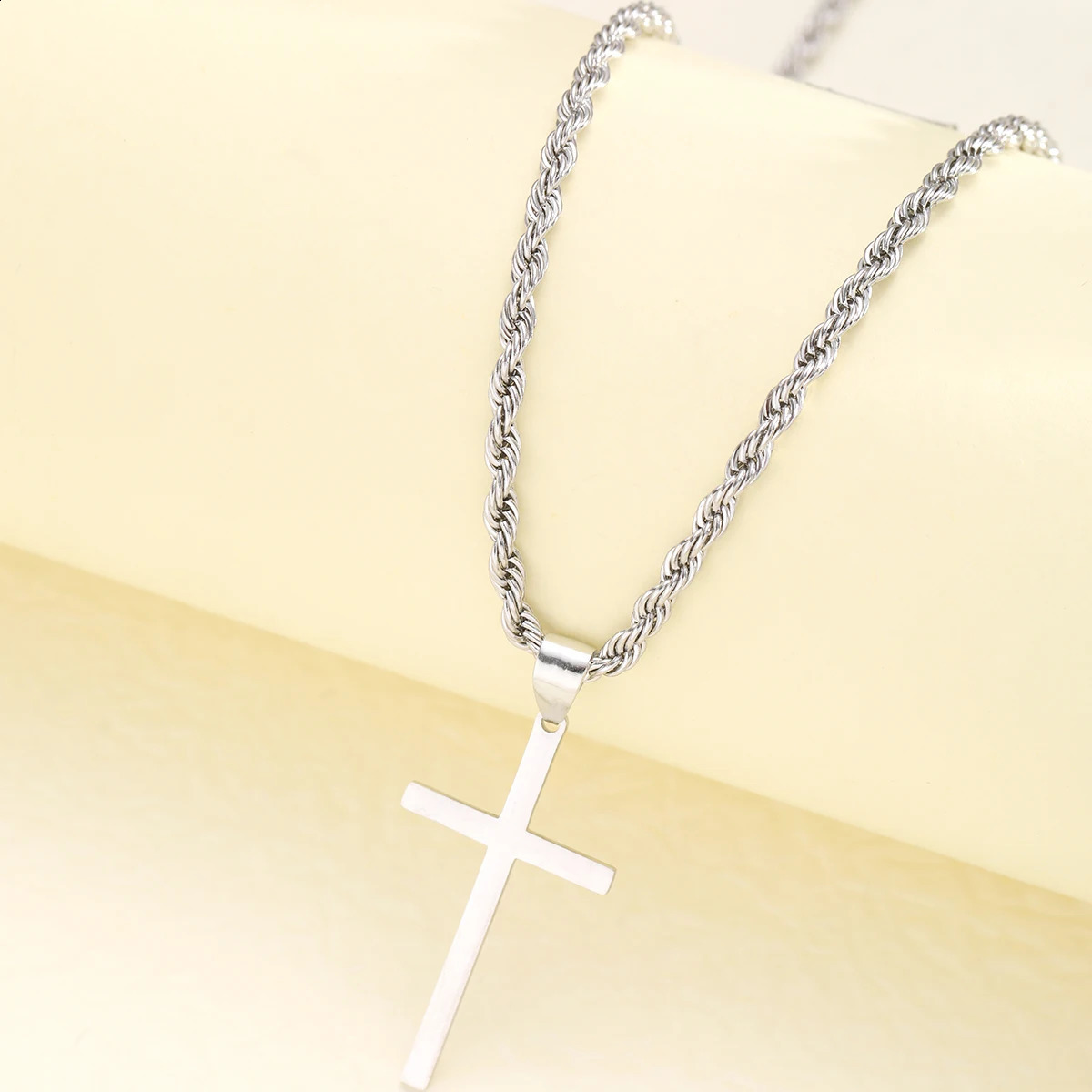 Stainless Steel Minimalist Cross Pendant Necklace in Gold for Men and Women 4