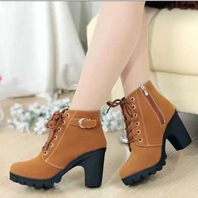 Autumn Winter High-heeled Martin Boots Womens Boots Cross Strap Short Boots Thick Heel Fashion Boots Leather Boots 240826