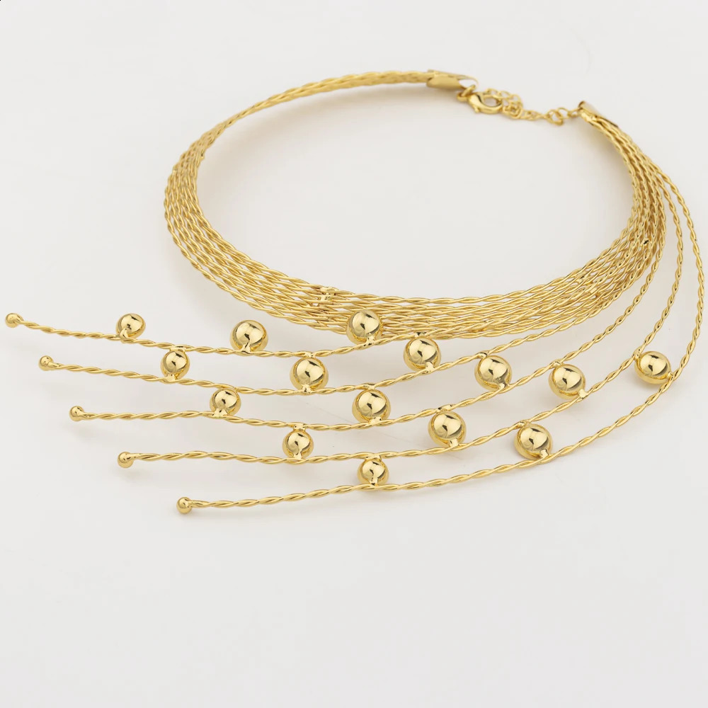 Gold Plated Jewelry Set Peacock Weddings Bridal Necklace and Earrings with Bnagle Ring Italian Gold Color Jewelry 240906