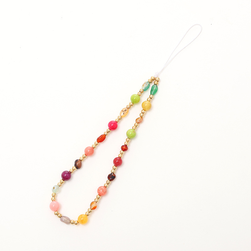 New pearl bow mixed bead mobile phone chain rope CCD camera keychain hanging accessory