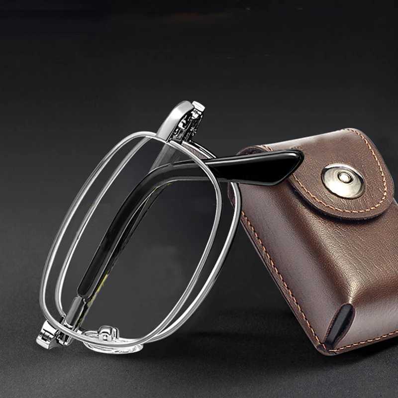 Portable metal folding reading glasses Ultralight mens business elder glasses glasses with random shell+0.5 to+4.0 W240907