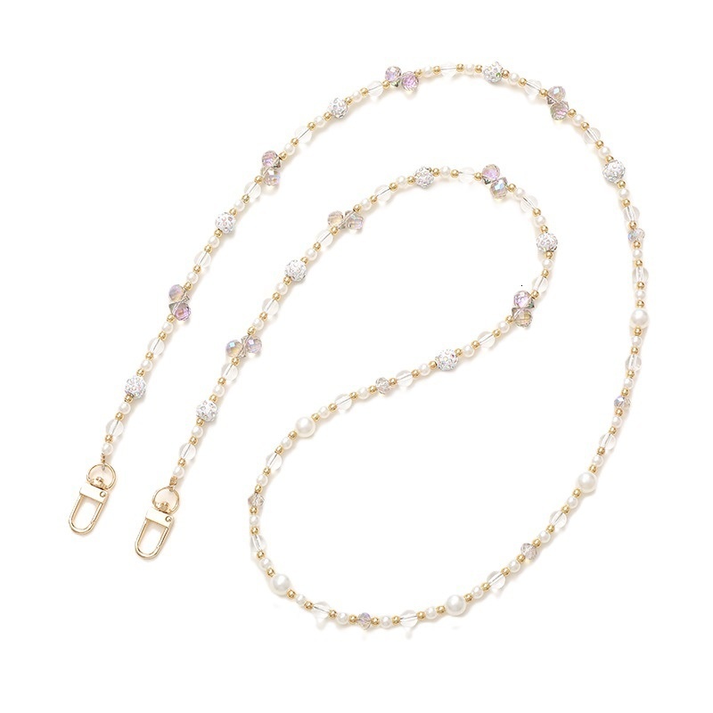 Ins simple and creative new bead mixed crossbody can be carried back chain mobile phone hanging rope