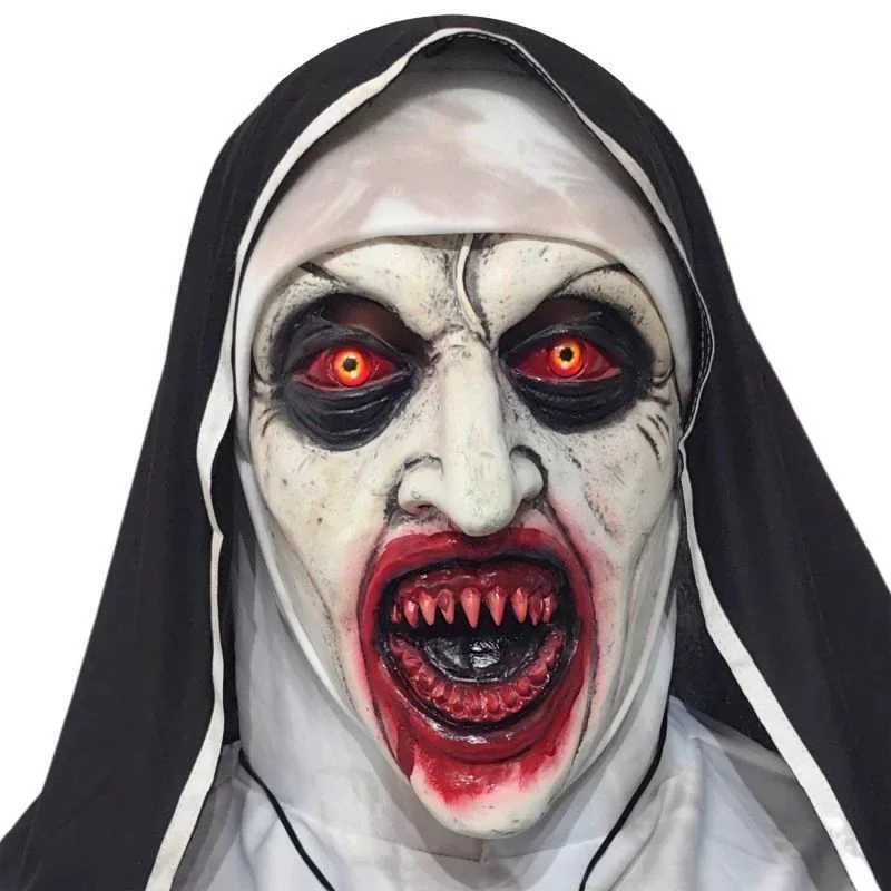 2023 Latest Halloween Horror Latex Mask Bloody Horror Demon Mask Full Head Realistic Nun Masquerade Realistic Latex Nun Mask M240906