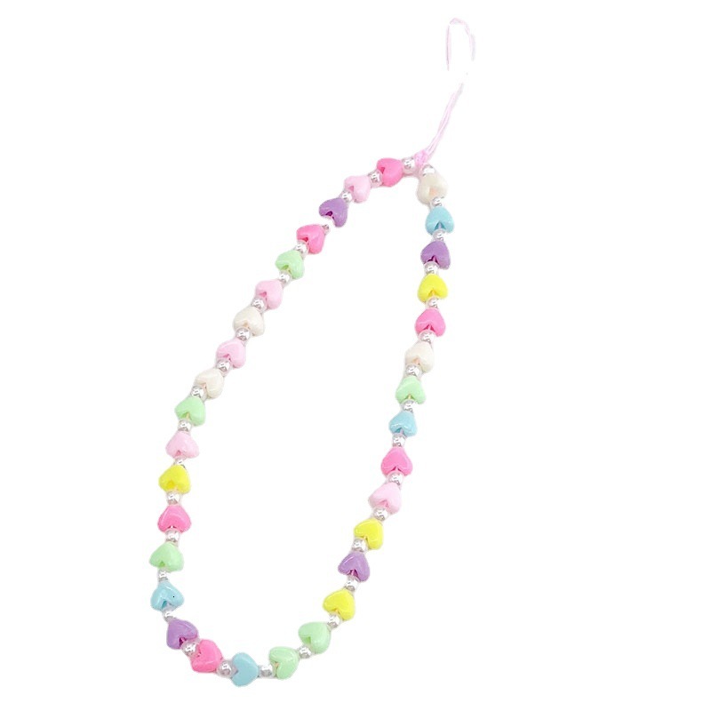 Yilian New Acrylic Love Chain Beaded Hanging Anti Drop Rope Phone Case Beauty Pendant