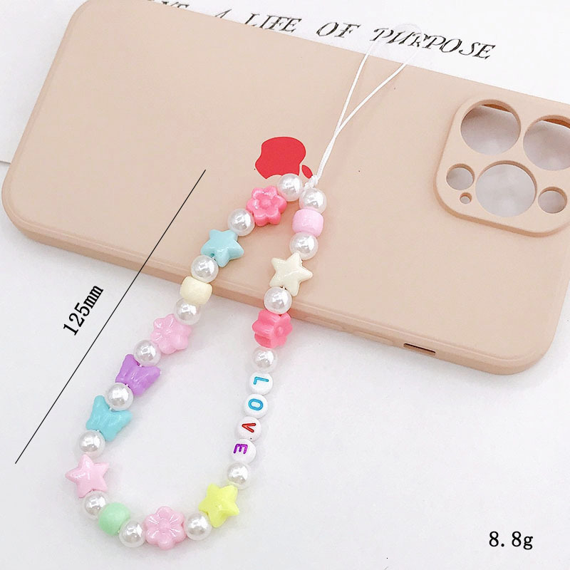 Yilian New Soft Ceramic Beaded LOVE Alphabet Rope Colorful Butterfly Phone Case Hanging Chain Decoration
