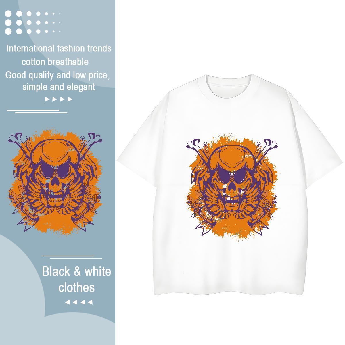 2024 Womens T Shirts 230g Pure Cotton O-Neck Short Sleeve Sports Casual skull Women Tees Designer Nice Skull Clothings