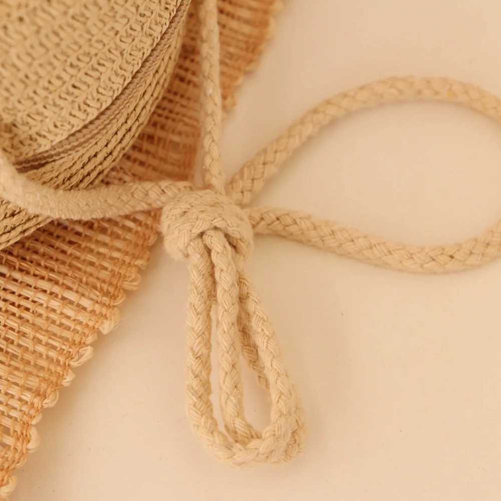 3-Color Preschool Girl Straw Cross Bag Cute Pearl Bow Round Shoulder Bag Mini Coin Wallet W240906