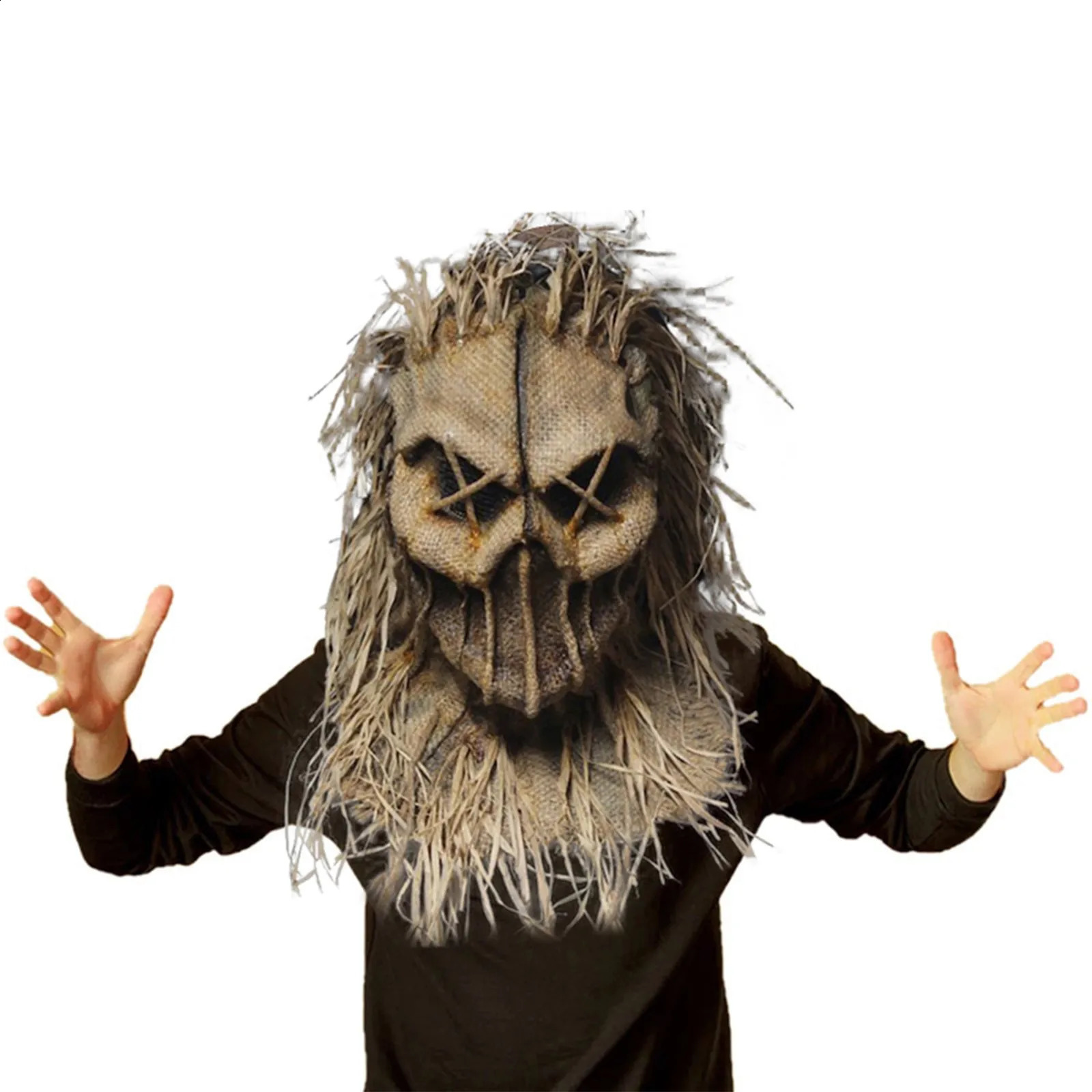 Horror Halloween Scarecrow Mask Headpiece Comedy Prop Atmosphere Role Playing Party Death Pool 240906