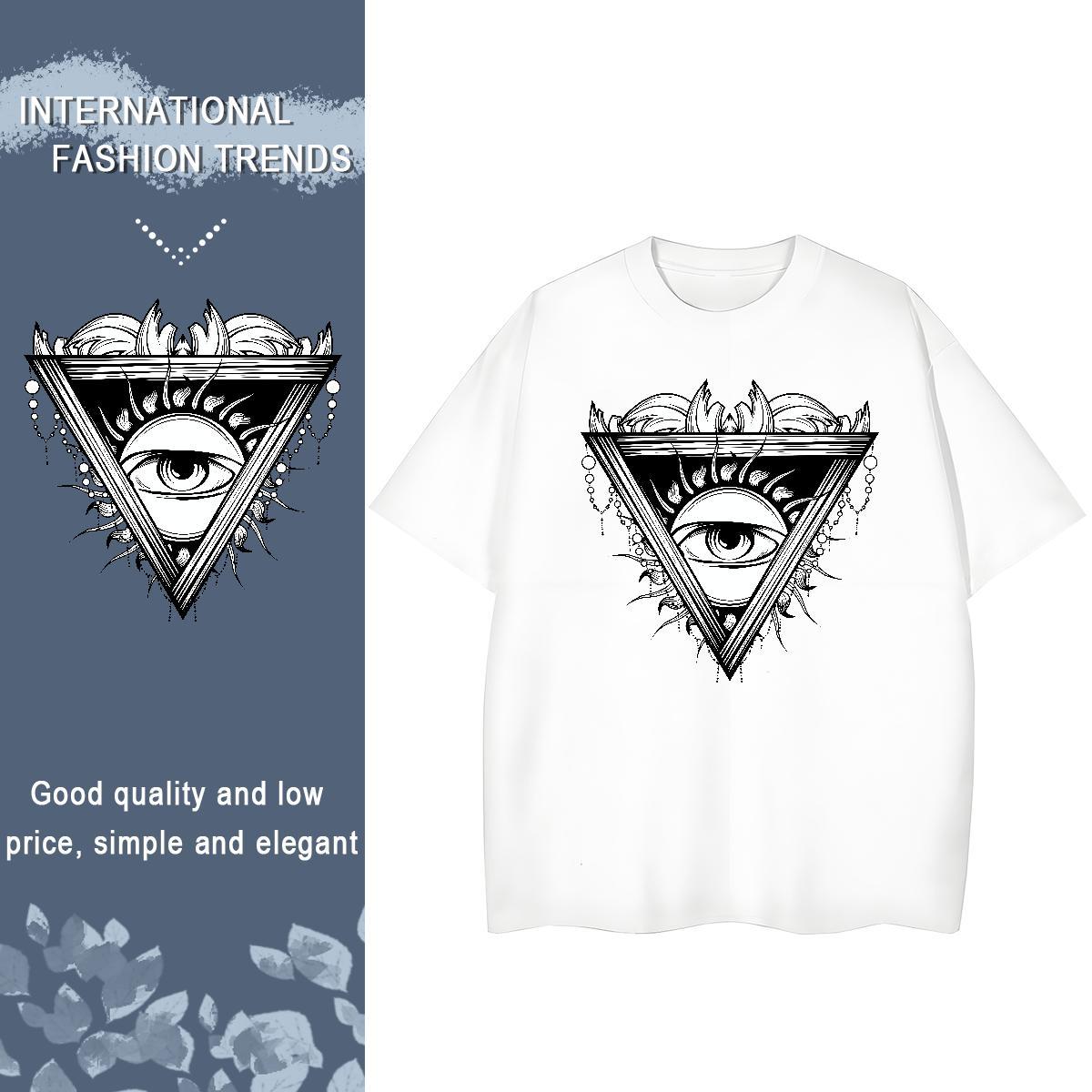 Fashion New T shirt 230g 100% Cotton O Neck Short Sleeves Casual Daily Wear eye of the devil Woman Tshirt Female DIY Printed Tee Shirt