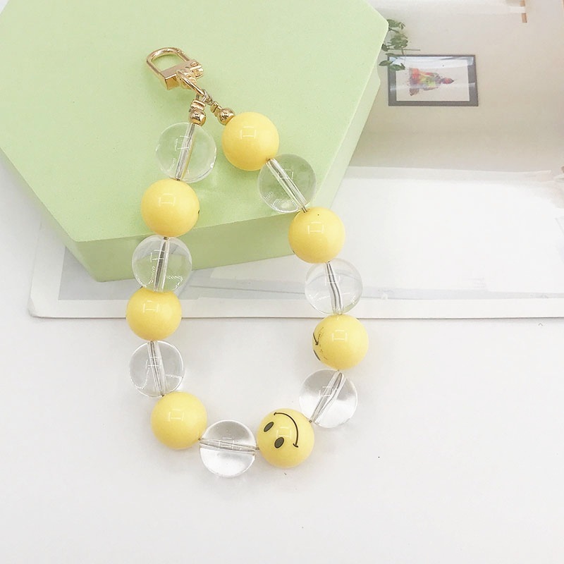 Yilian New Acrylic Beaded Smiling Face Keychain Pendant Phone Case Jewelry Hanging Decoration Student Gift